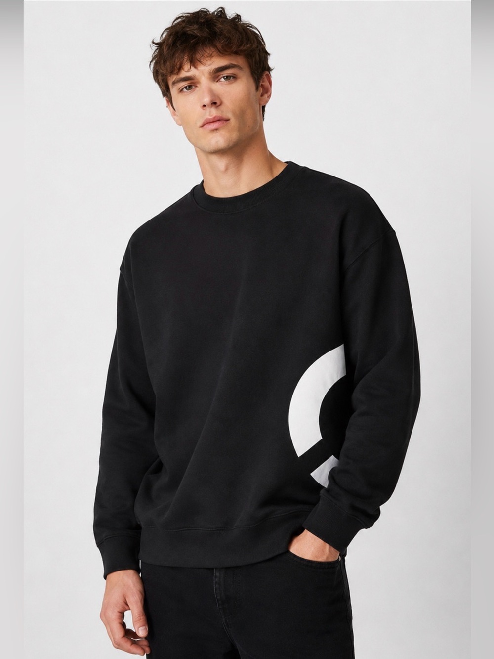 Port & Company Black Graphic Crewneck Sweatshirt Mens Large excellent condition